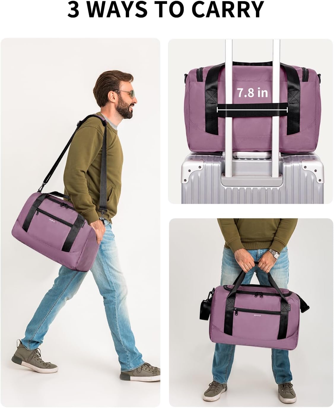 ECOHUB 16'' Personal Item Bag Mini Duffel Bag Small Travel Bag Underseat Carry on Bag for United Airlines Gym Bag for Women and Men - Image 6