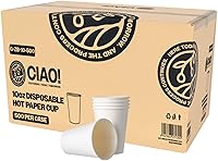 Vista 83 de CIAO! - Vaso para café con tapa de sorbo de cúpula negra, 10-24 onzas (90mm), 1000