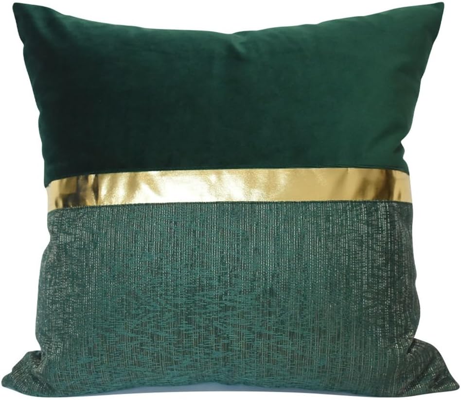 HBJWOV Chinese Pillow Case Dark Green Splicing Sofa Living Room Model Backrest Cushion Cover