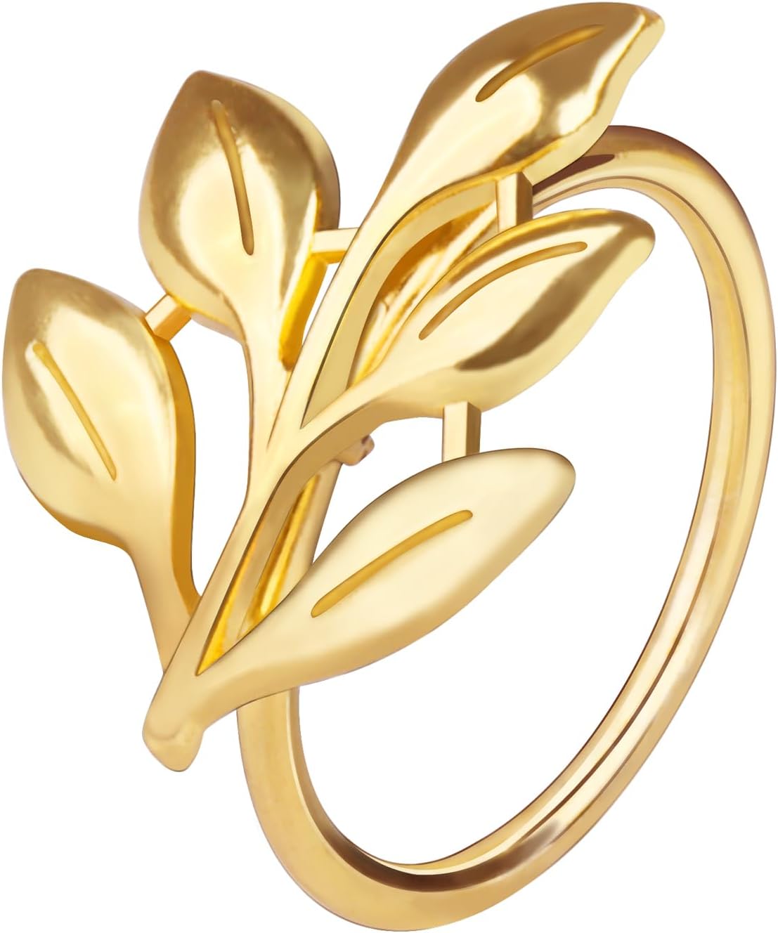 Gold Napkin Rings Set of 12, Metal Leaf Napkin Ring Holders