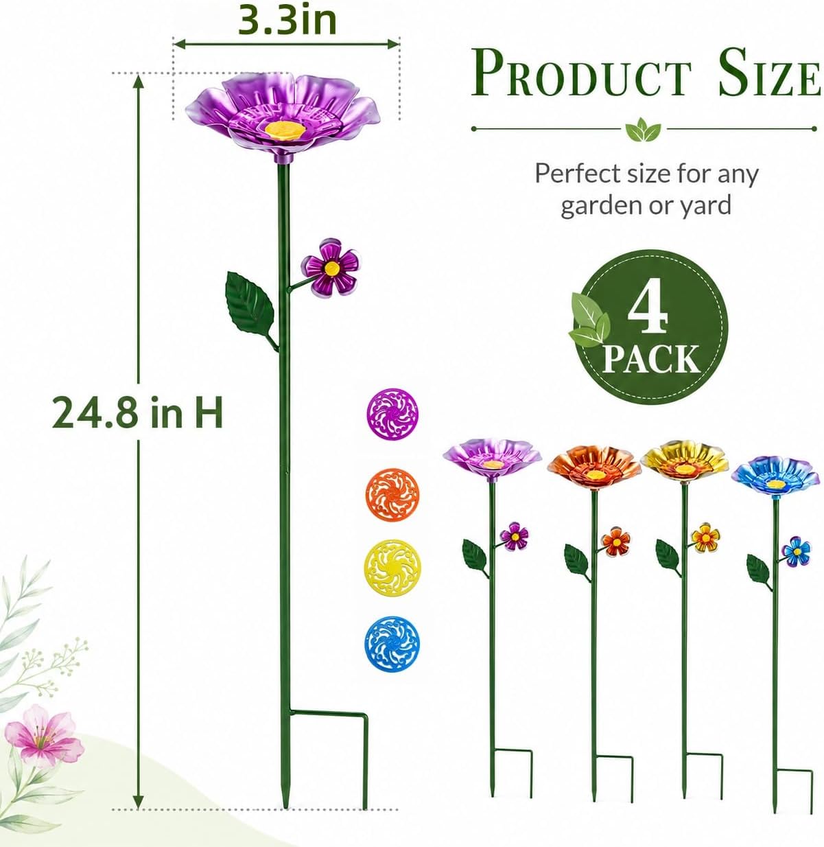 Garden Bee Watering Station, 4-Piece Metal Bowls with Landing Trays image 3
