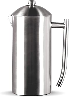 Double-Walled Stainless Steel French Press Coffee Maker - Brushed 36 oz (1 Liter) Insulated Coffee Press