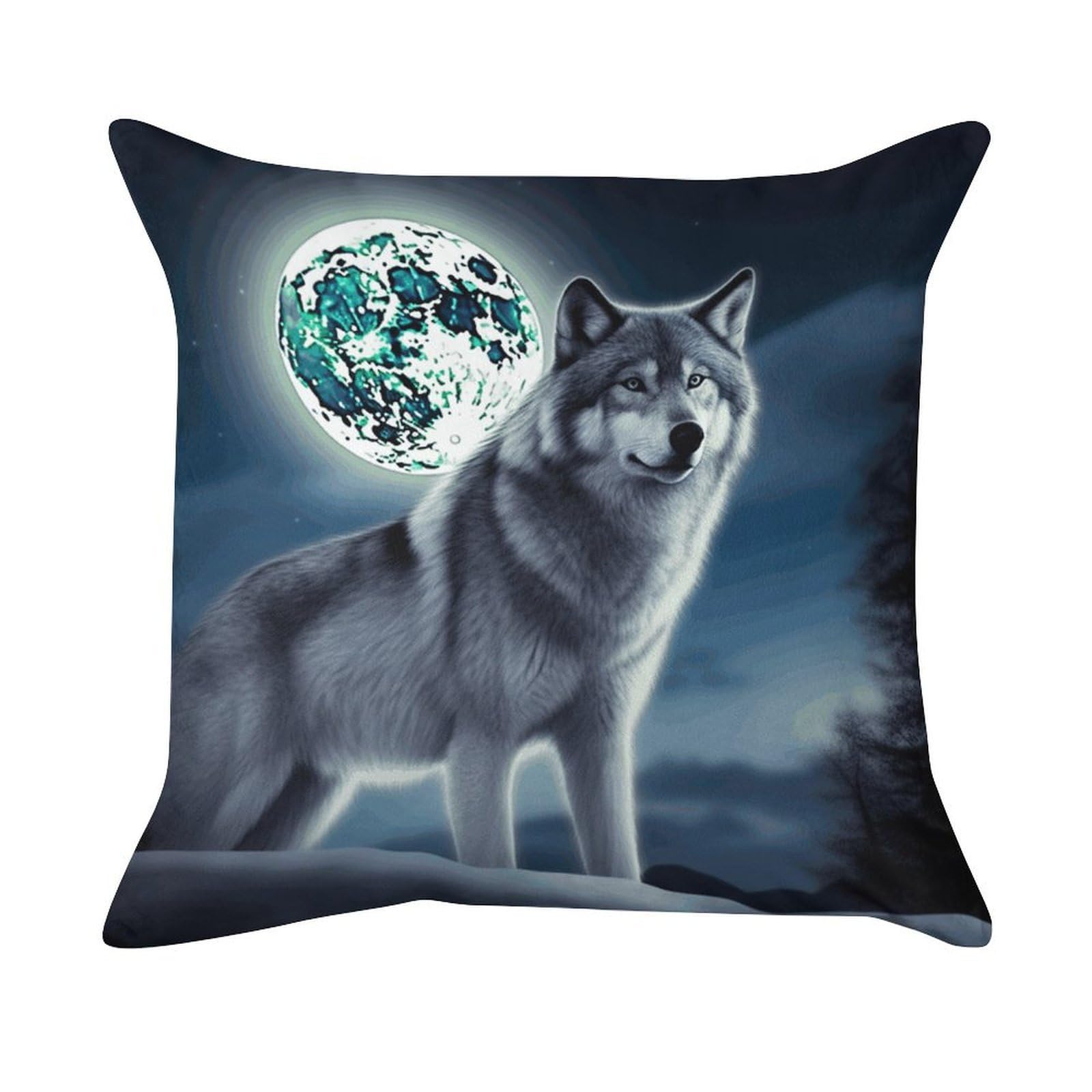 FekiLoot Wolf Under Moon Pillowcase Velvet Throw Pillow Cover Ultra Soft Lumbar Pillow Shells Square Cushion Cases with Zipper Luxury Cozy Pillows Shams for All Seasons