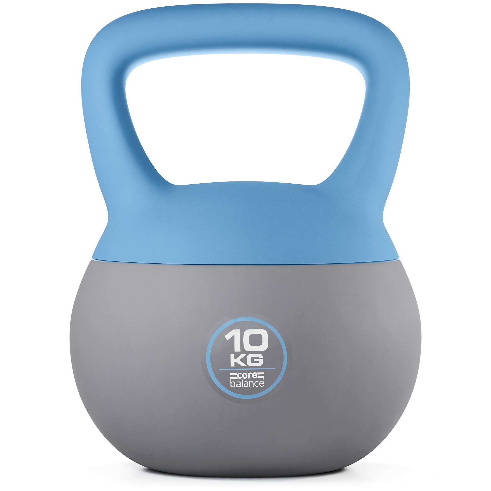 Core Balance Soft Kettlebell 10kg, Soft-Touch PVC with Iron Sand Filling, Reduces Impact & Noise, Wide Ergonomic Handle, Anti-Slip Base, For Home Gym Fitness, Cardio & Strength Training