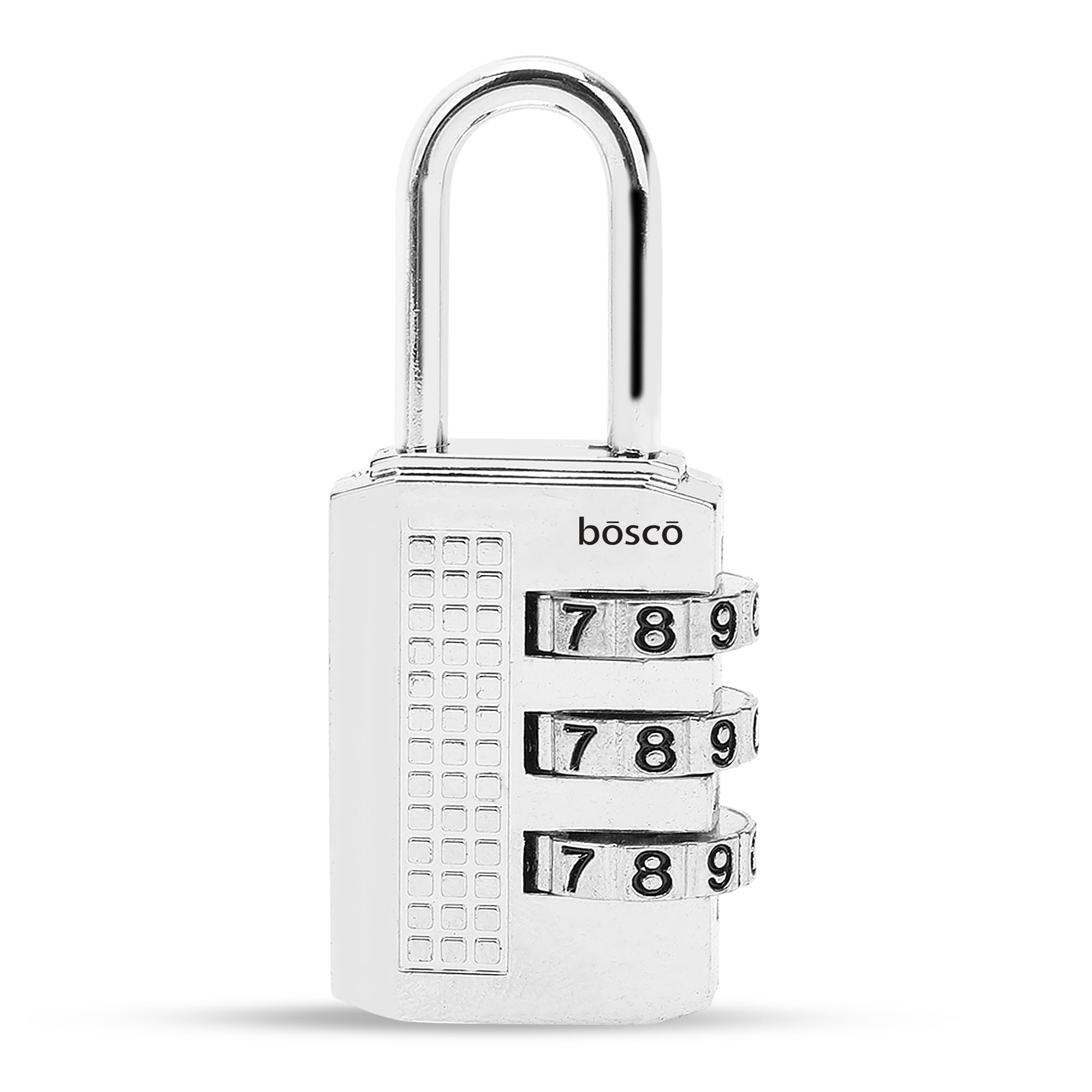 BOSCO 3-Digit Combination Lock – Portable Anti-Theft Zinc Alloy Padlock with Resettable PIN for Backpacks, Luggage, Toolboxes, Briefcases, Zippers & Travel Security (Silver, Set of 1)-image-2