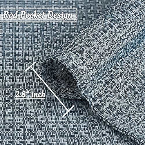 Jubilantex Faux Linen Sheer Curtains Blue And White Cross Curtain Panels Christmas Linen Textured Rod Pocket Window Treatment Drapes For Living Room Bedroom Farmhouse 63 Inches Long, 2 Panels, Blue #TOP4