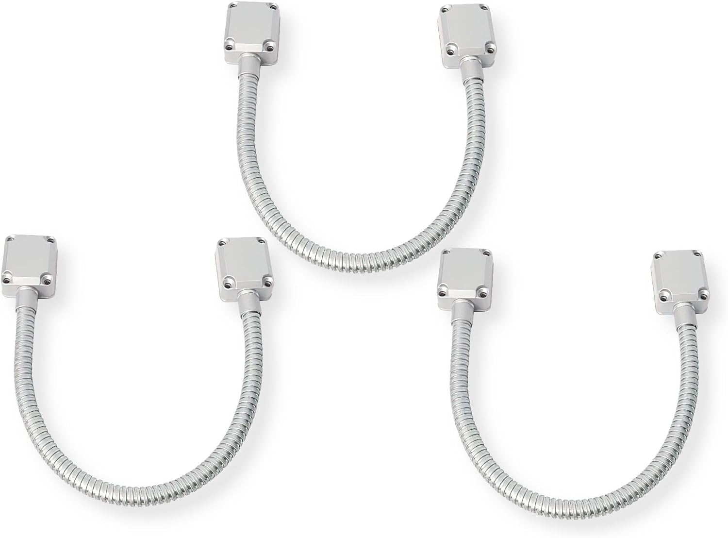 Seco-Larm SD-969-S18Q Pack of 3 Armored Door Cords, Die-cast Aluminum End Caps, 17", Surface-Mount, Designed to Carry Wiring to Conduct Power to Electric Locks or Access Systems Mounted in Doors