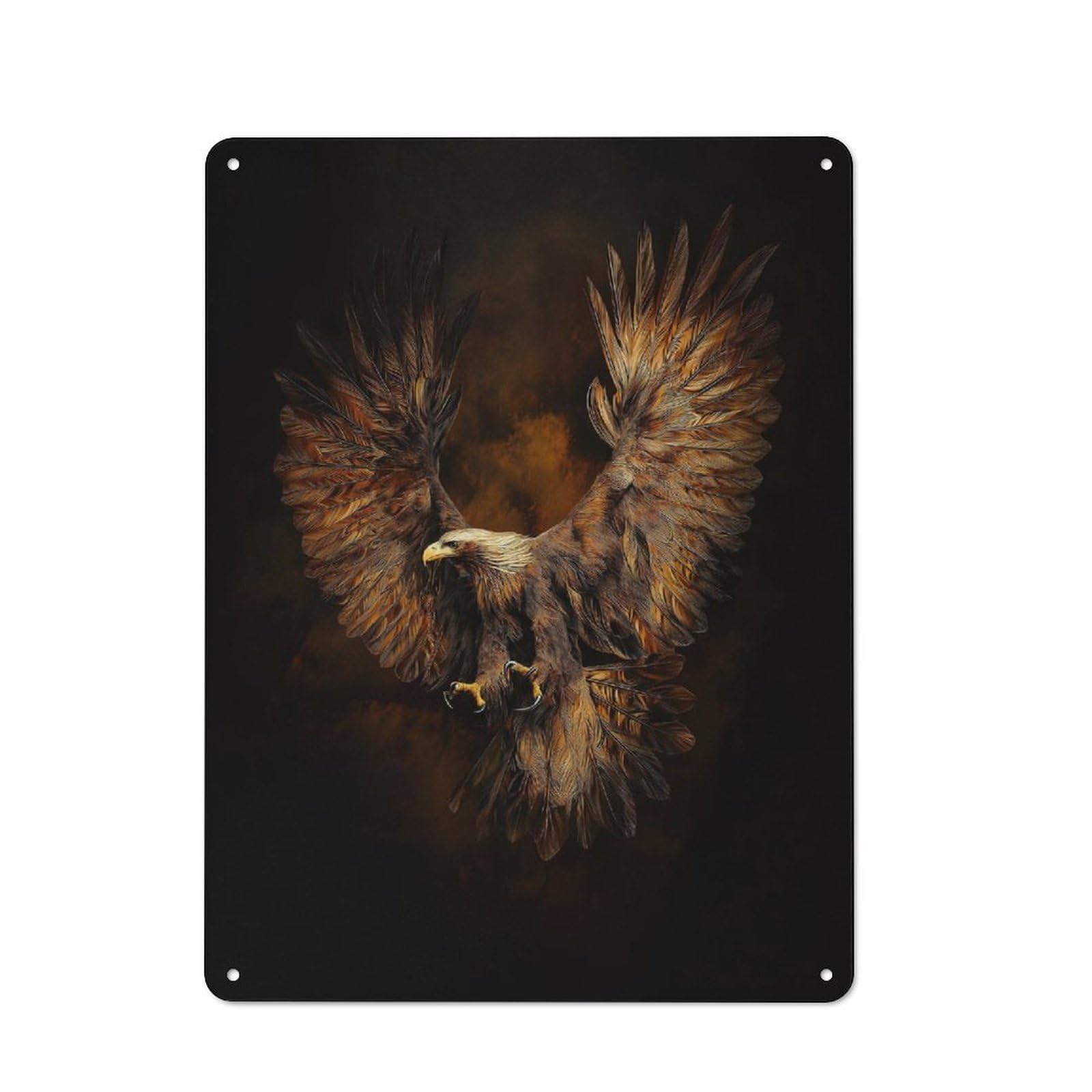 Junmoney Golden Eagle Soaring Art Print Tin Wall Plaque 40X30cm With For Studio Or Craft Room, Suited To Craft Room Decorators