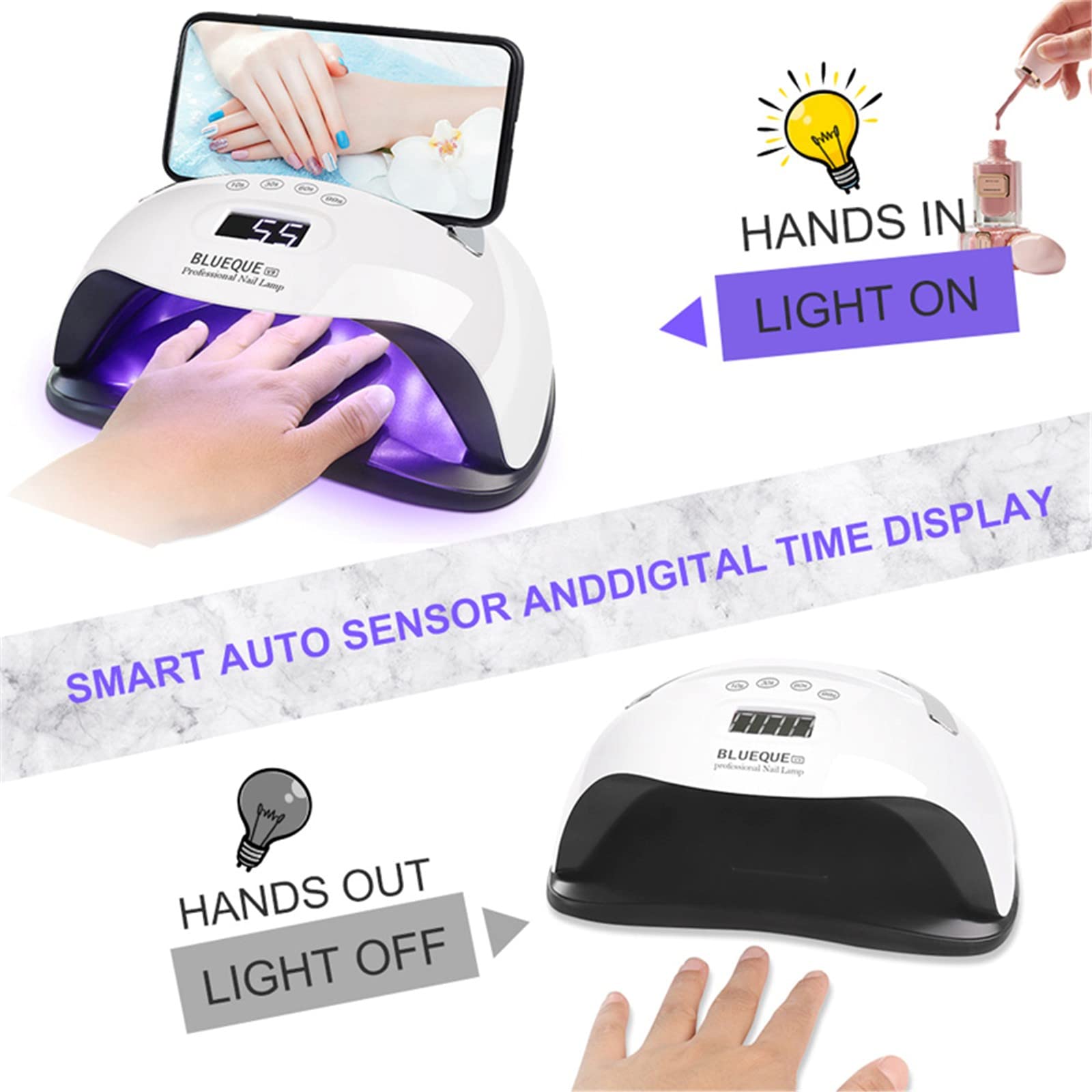 ZYC Lampada per essiccatore a Gel per Unghie 36 LED Lampada UV Sensore Automatico a infrarossi a infrarossi rapido Secco 168 w Lampada per Unghie Professionale Lampada Manicure Professionale