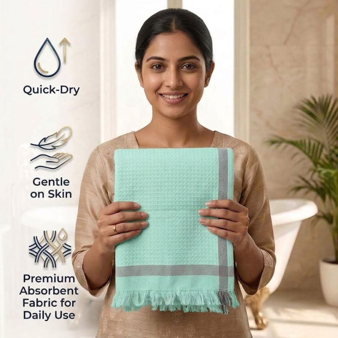 Athom Living Light Weight Cotton Premium Waffle Border Bath Towel 75x150 cm Pack of 3 Multi16 3