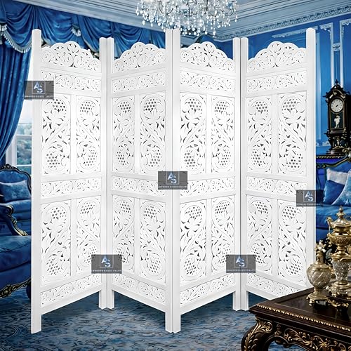 Image of Partition for Living Room,Divider,Partition Wall Divider Screen Separator, Wall Panel Divider for Hall | Bedroom |Office | Puja Room | Restaurant S Design (4- Panels White)