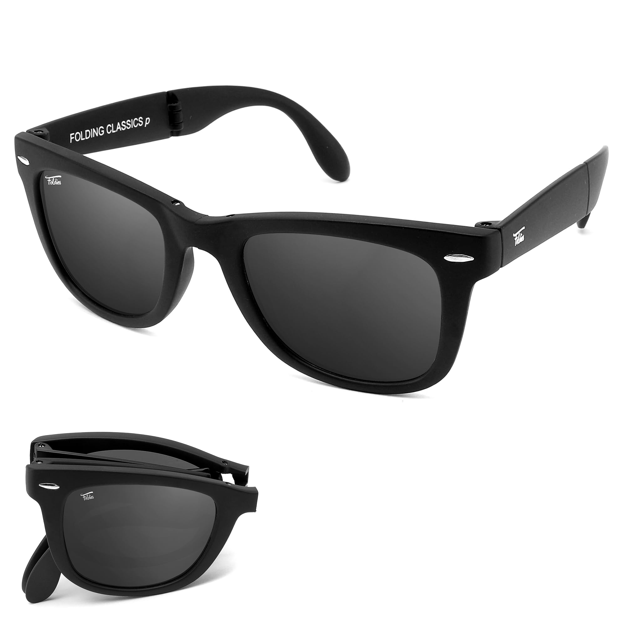 Classic Folding Sunglasses Polarized, UV400, UVA, UVB Protection for Men Women, Folding Sunglasses Leather Case