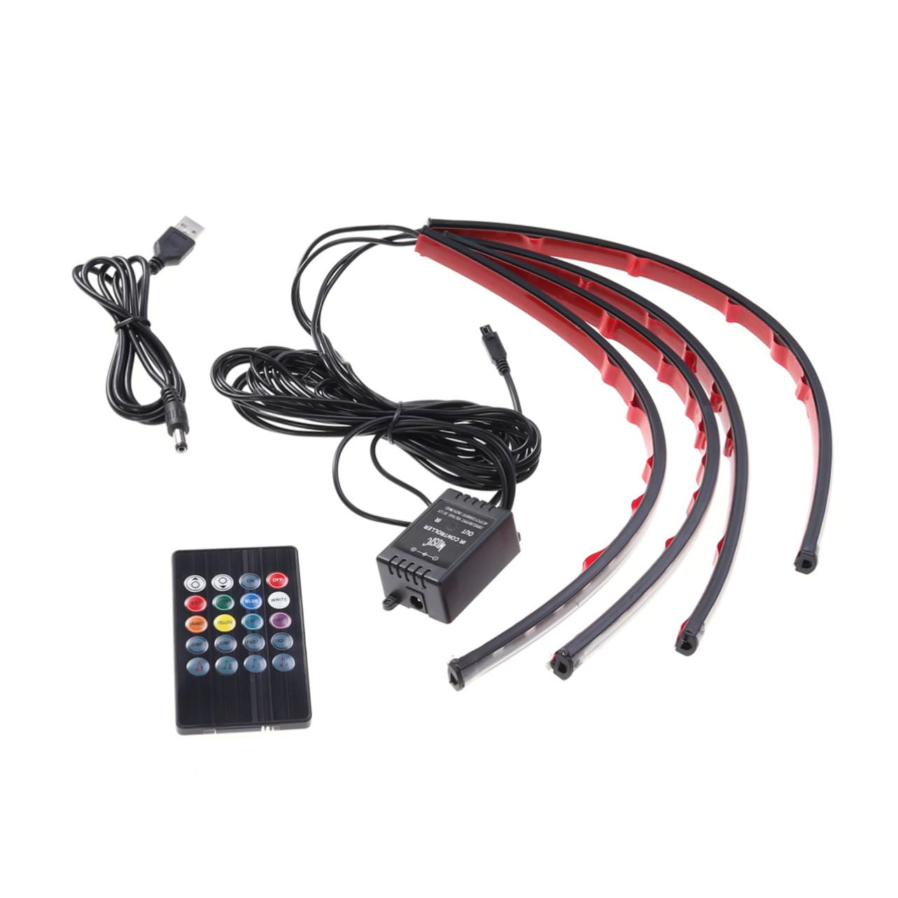 Zerodeko Car LED Interior Lights Strip LED RGB Atmosphere Neon Lamps with USB Port Flexible and Water Resistant for Car Decoration and Mood Lighting