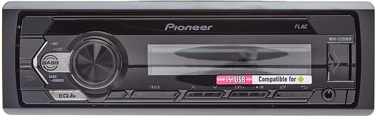 Pioneer MVH-S120UBW - Autoradio 1 DIN con sintonizador RDS, iluminación Blanca, USB y Compatible con Dispositivos Android