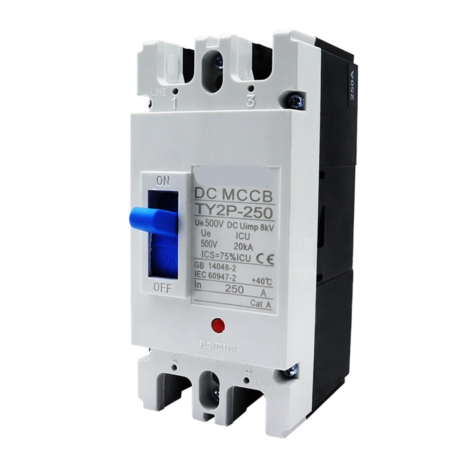 250A 2 polos Solar DC 500V fotovoltaico caja moldeada disyuntor sobrecarga cortocircuito protección interruptor Mccb for PV 1 Uds(250A)