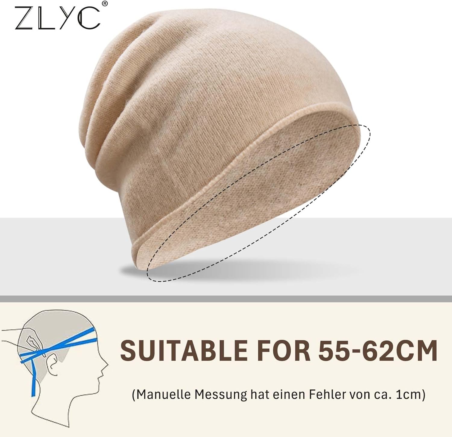 ZLYC Pure Wool Slouchy Beanie Hat for Women Men Seamless Knit Winter Skull Cap - Image 7