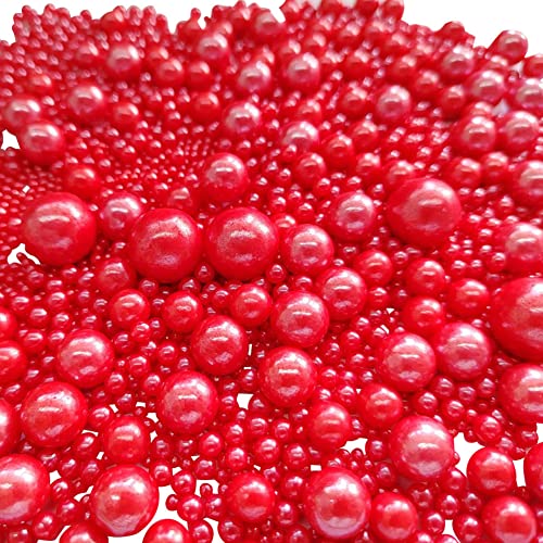Image of Edible Red Sugar Pearls Candy Sprinkles 120G / 4.23Ounce Baking Cake Sprinkles Cupcake and Cake Topper Cookie Decorations Wedding Party Valentines Halloween Christmas Supplies