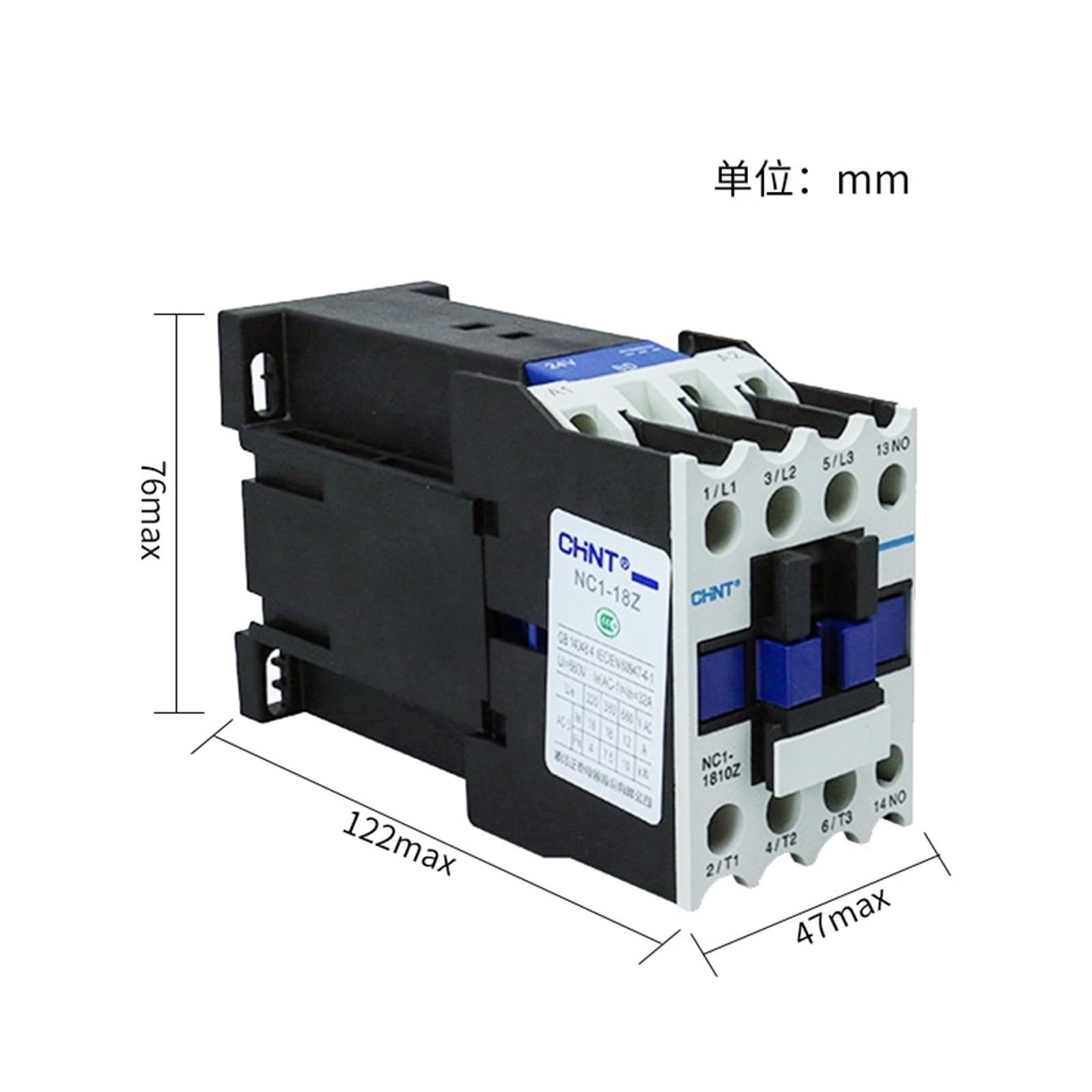 Przełącznik elektryczny do montażu na szynie przemysłowej NC1-2510Z 2501Z, 24 V DC, 36 V DC, 48 V DC, 110 V DC, 220 V, NC1-2510 2501 LC1, 1 szt. (Nc1-2501z DC, 48V)