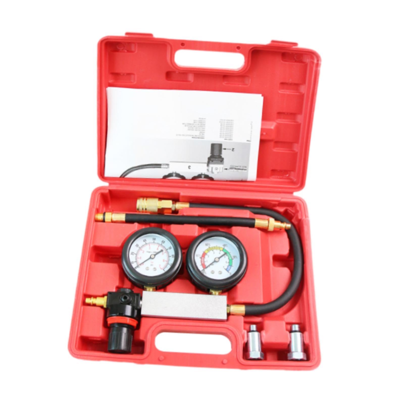 Cylinder Tester Doppio Manometro Kit Compressione Veicoli Rilevatore Perdita Diagnosi Automobili Metallo Portatile Adatto per Officina