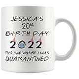 freedomlook Personalized 20th Birthday 2022 Quarantine Lockdown Colored Coffee Mug For Him And Her, Twentieth Birthday Party Coffee Mug, 20 Years Bday Quarantine 2022 Mug (White, 11 oz)