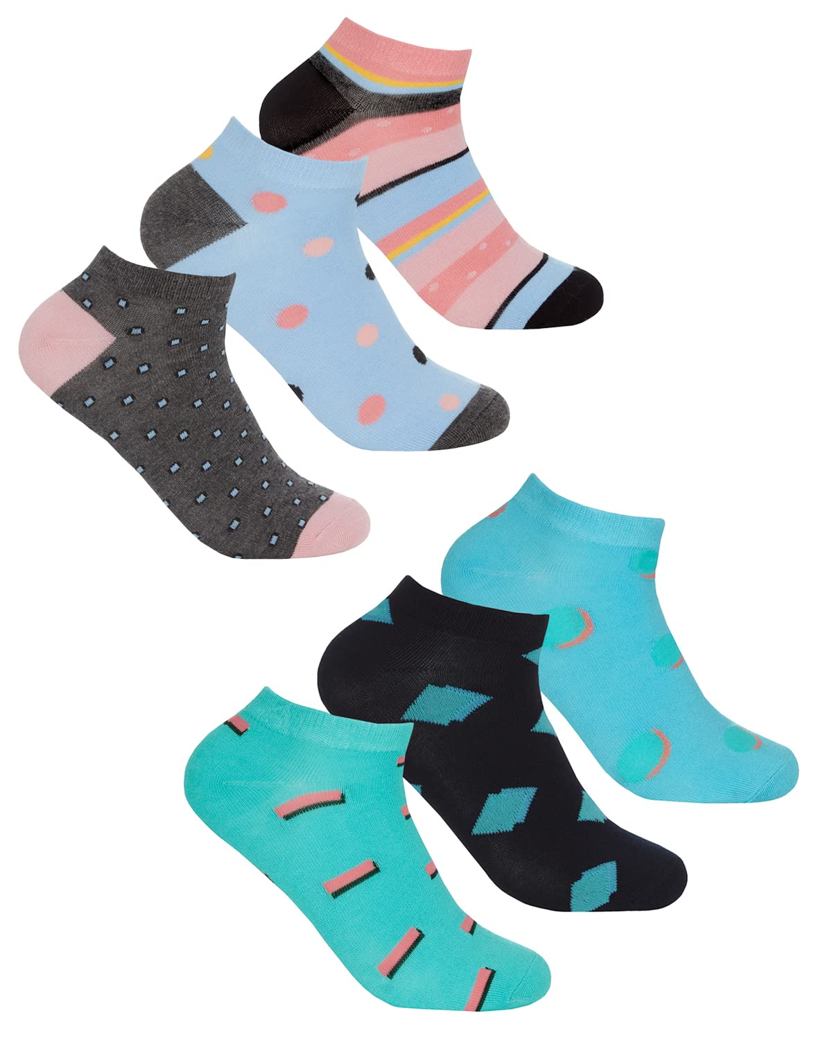 Undercover 12 Pairs Ladies Bamboo Trainer Socks 41B675 Geo Mix