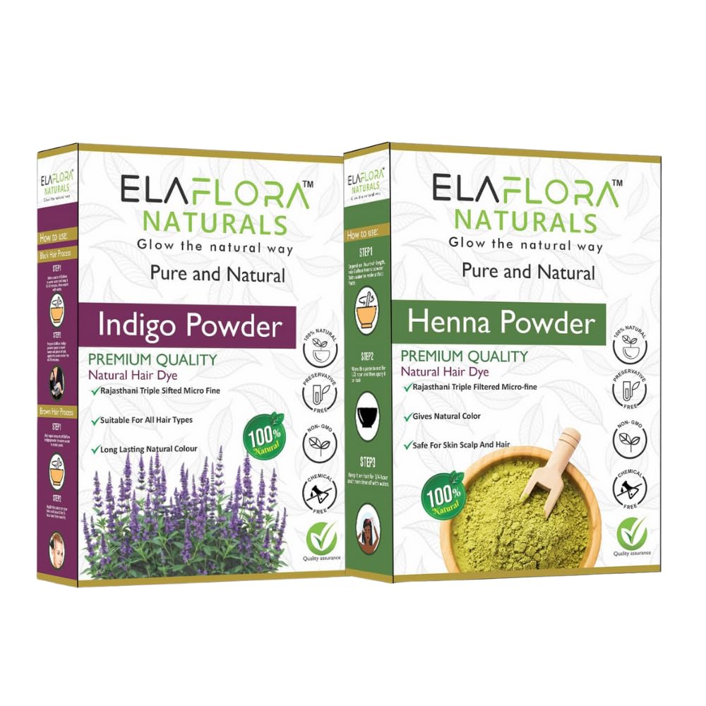 ELAFLORA Natural Henna & Indigo Powder Combo – 100% Natural Herbal Hair Dye – Chemical Free Hair Dye – 400gm (2x 200gm)-image-12