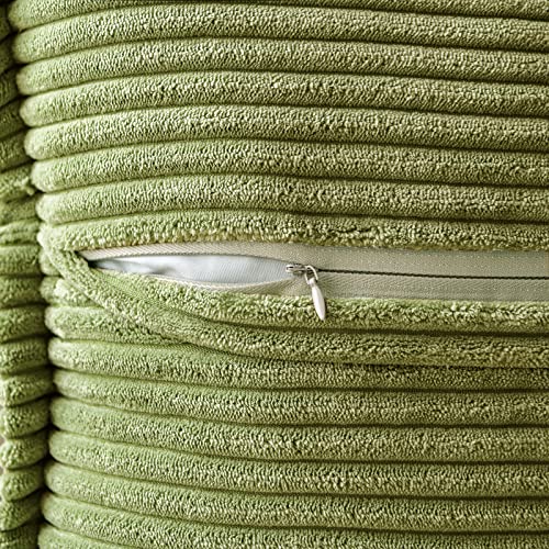 Image of MIULEE Spring Decorative Throw Pillow Covers for Couch Bed Livingroom 18x18 Inch Set of 2 Green Boho Accent Throw Pllows Broadside Striped Patchwork Soft Corduroy Summer Pillowcases