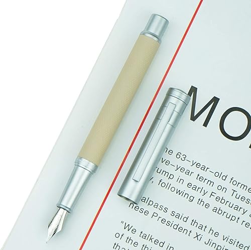 Pluma estilográfica de metal del bosque de Hongdian, hermoso árbol de textura blanca pluma de oficina de escritura