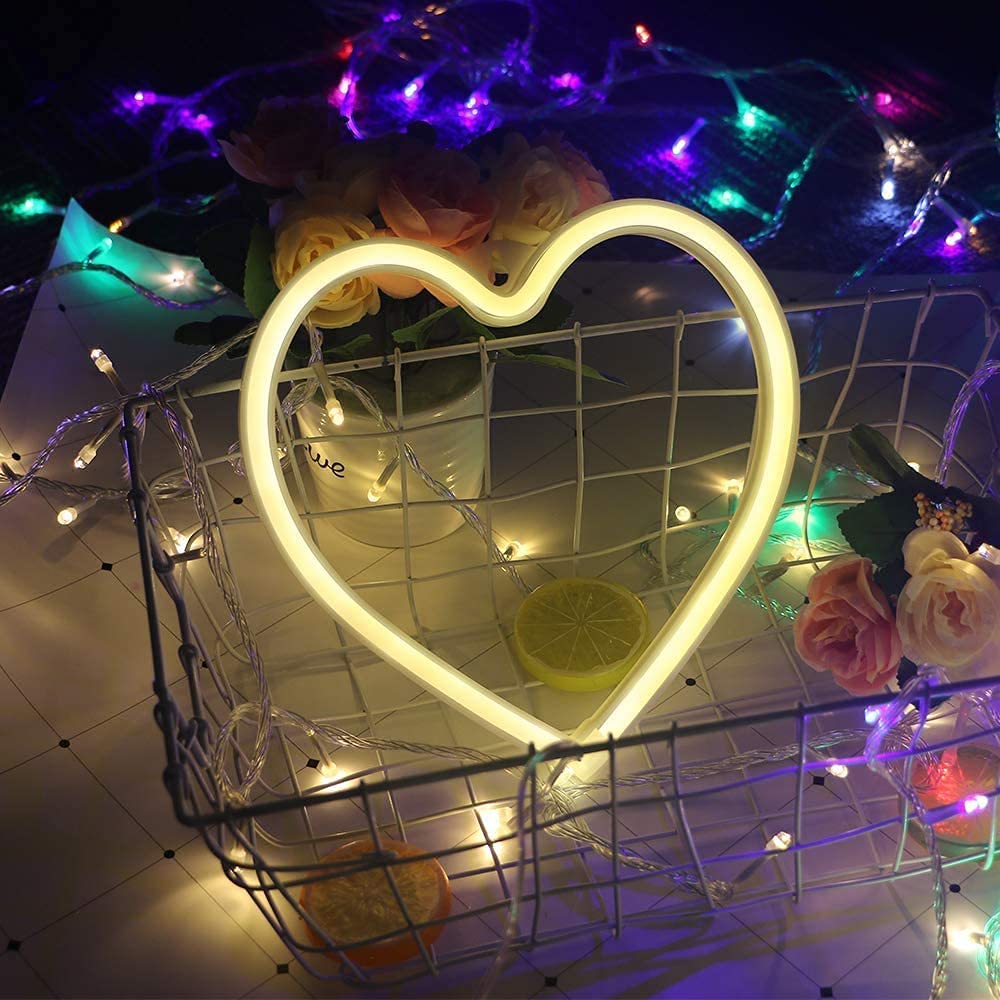 DAKABUKA Insegna al Neon a Forma di Cuore Rosa Heart-Melting Luce al Neon Specchio LED Decorativo Insegna da Parete per Camera da Letto e Camera delle Ragazze Party Studio Negozio Decorazione Regalo