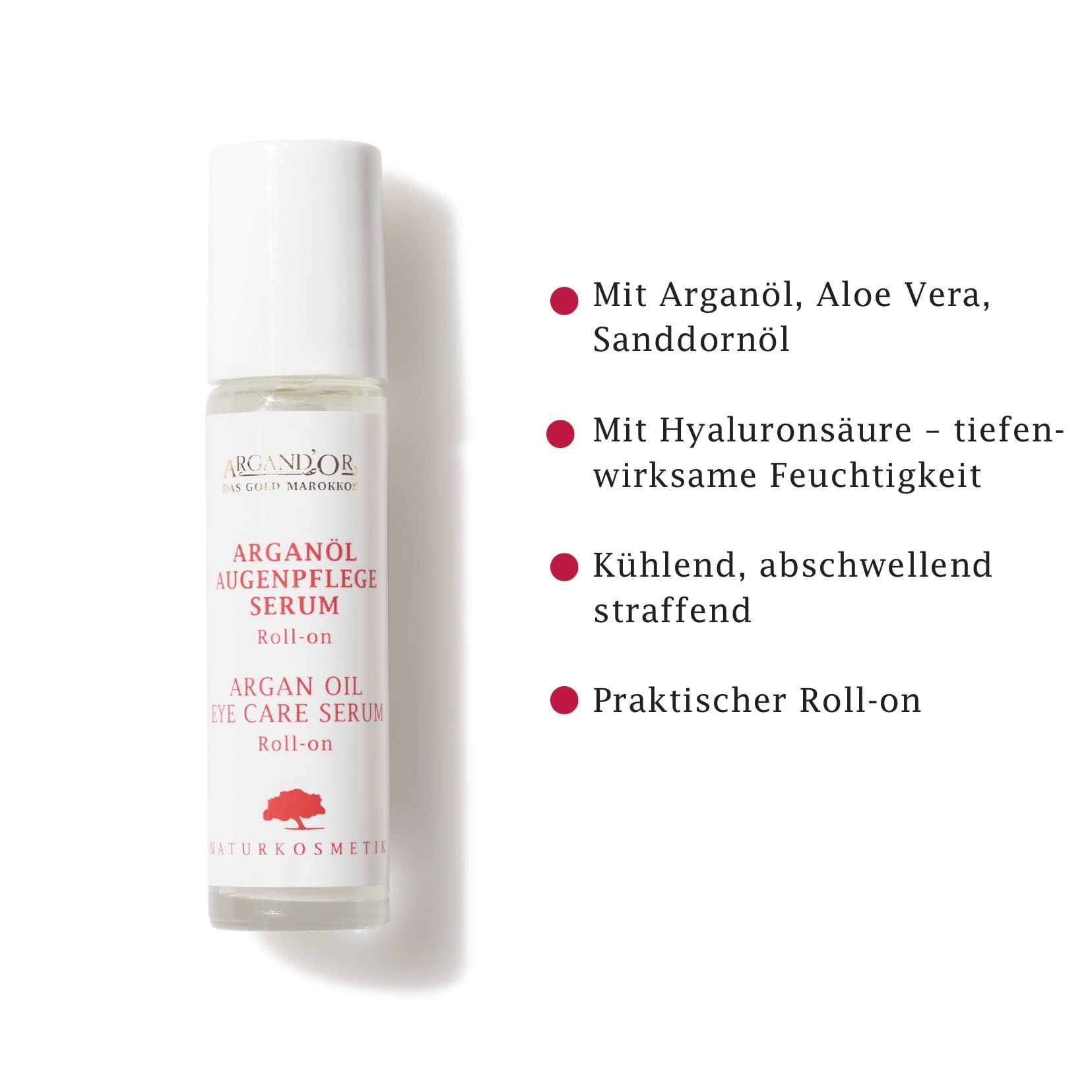 ARGAND'OR veganes Bio Arganöl Augen-Pflege-Serum 10 ml Regeneriert, strafft und wirkt abschwellend Mit praktischem Roll-on Applikator Vegane Naturkosmetik