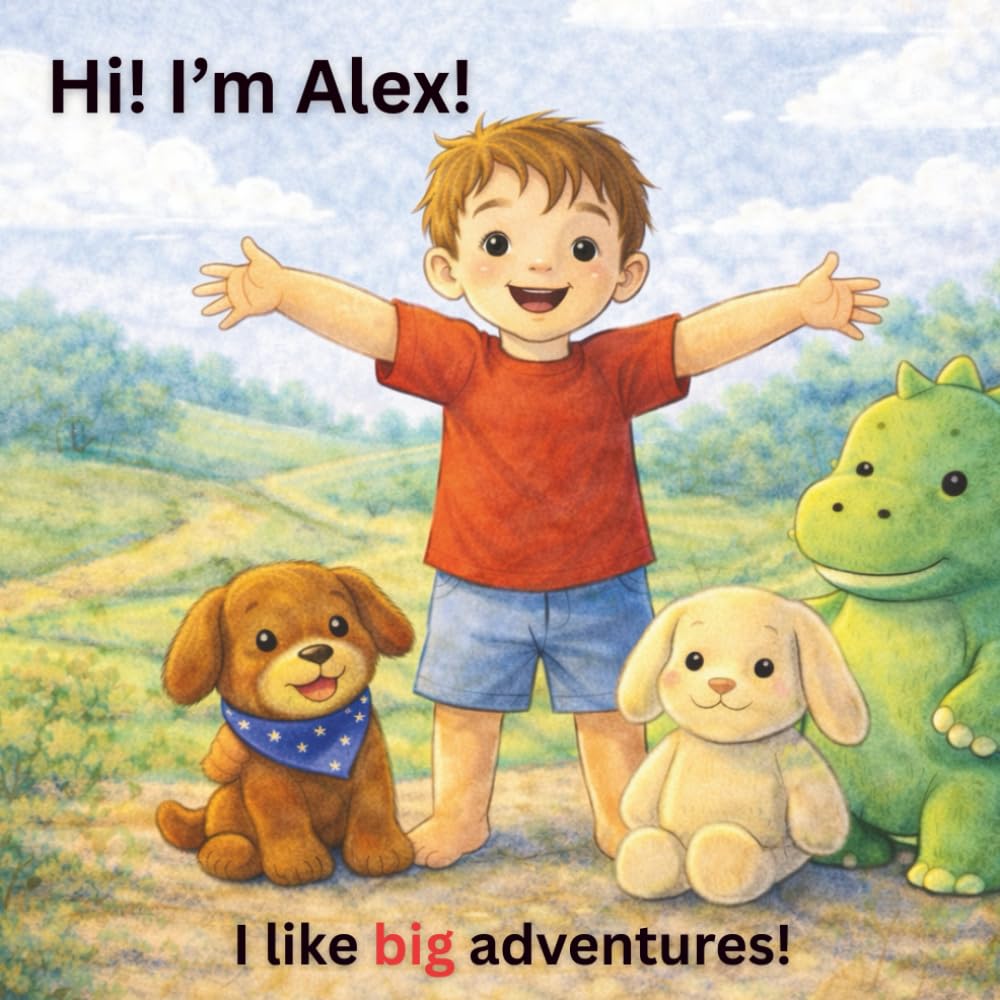 Hi! My name is Alex.: I like to go on big adventures! (Hi! I'm Alex.)