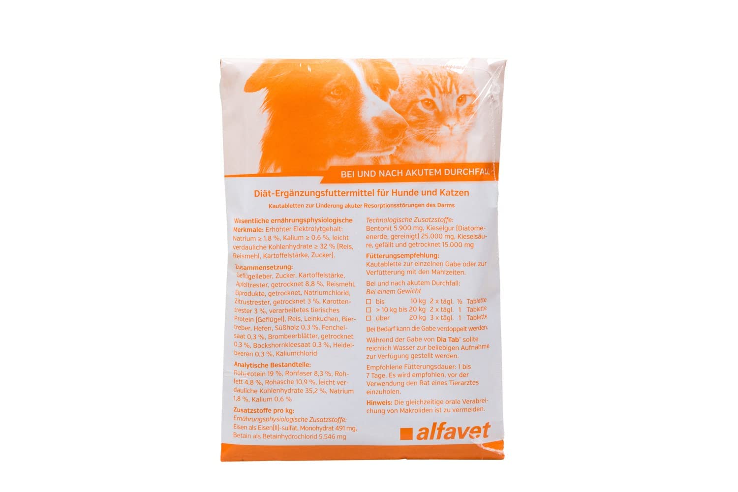alfavet Dia Tab Kautabletten bei Durchfall für Hunde und Katzen - Bundle - 15 x 5,5g