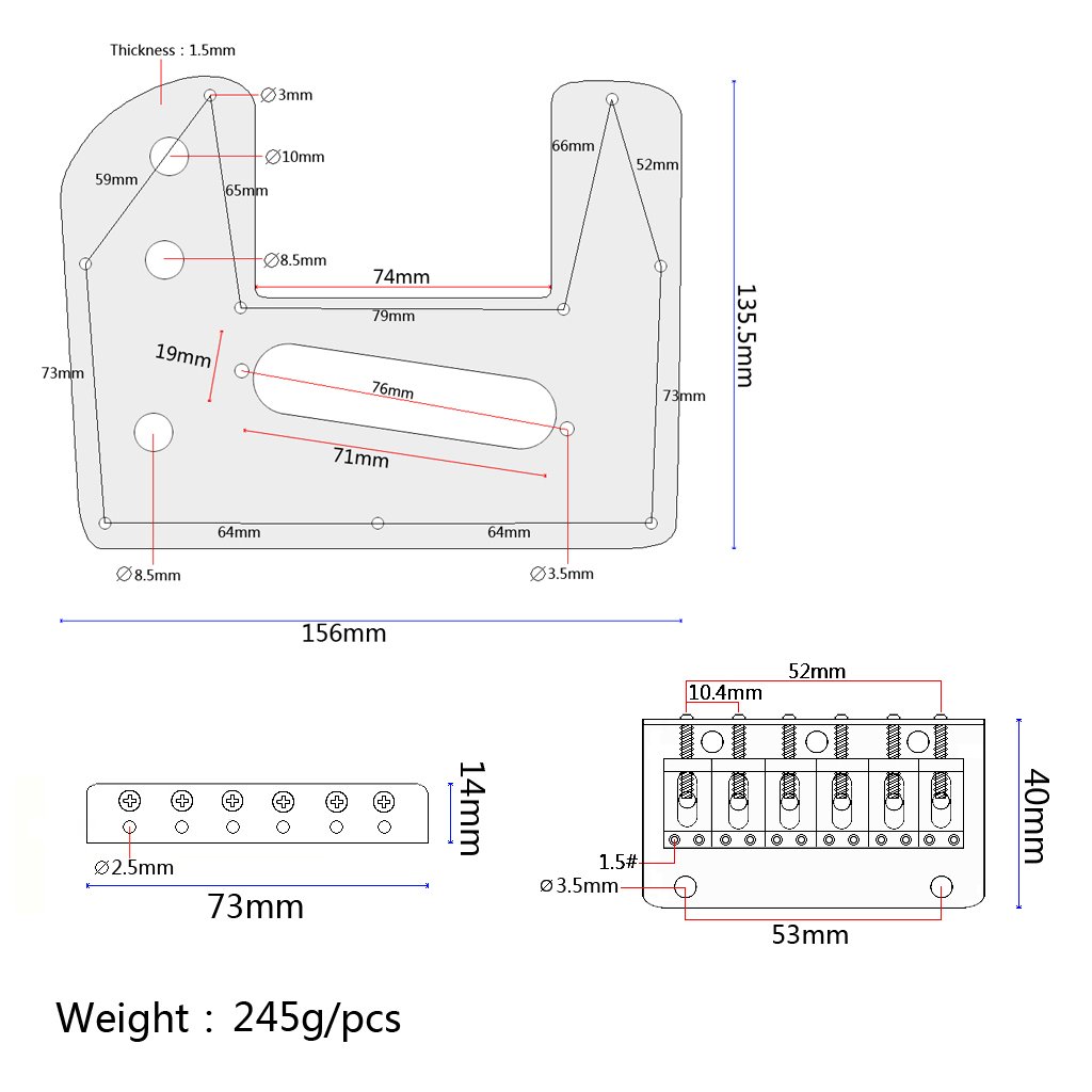 2 Stück Und Lap Guitar Pickguard mit Lap Guitar Bridge Sowie Lap Steel Guitar Accessory aus Robustem Eisen Und Zinklegierung