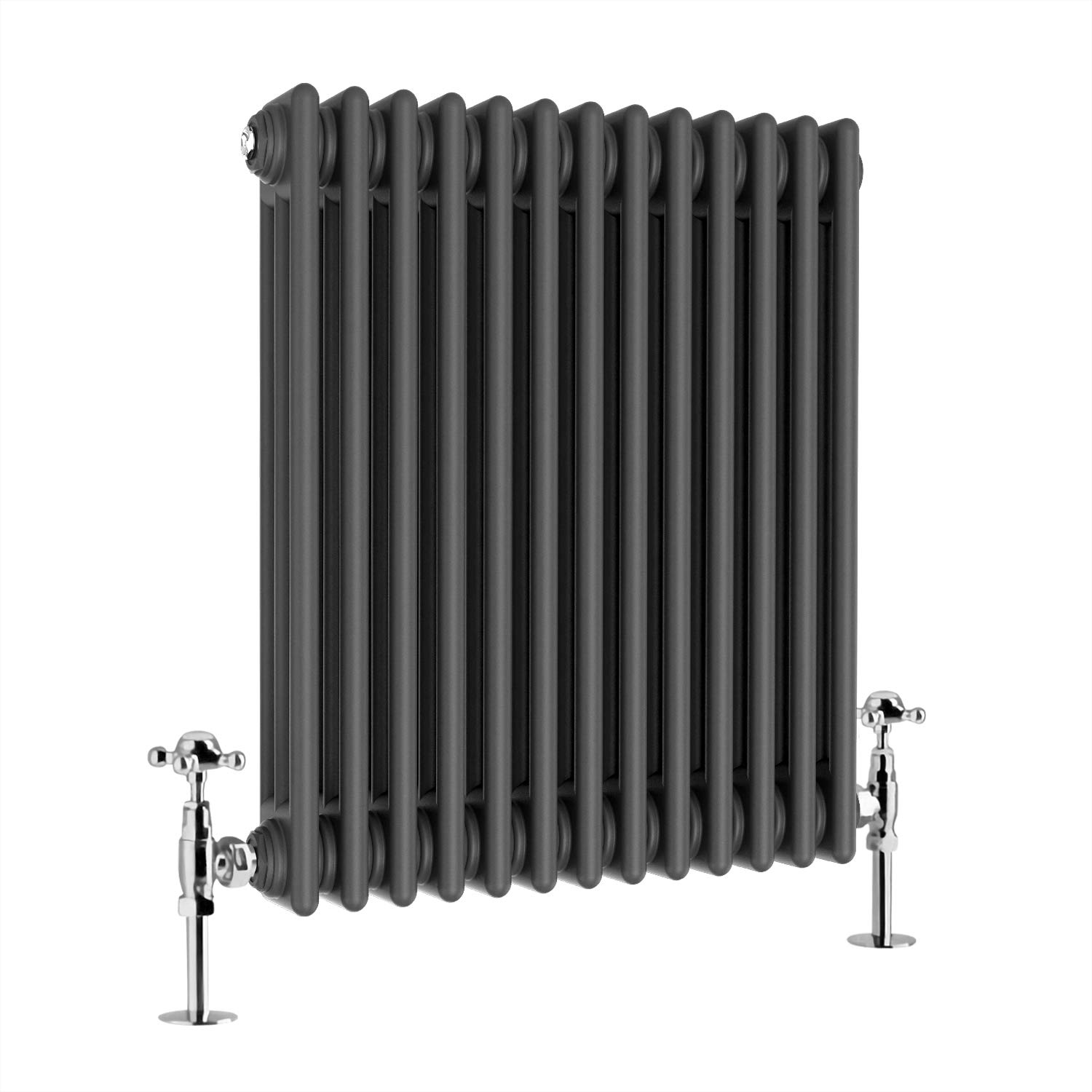 Warmehaus - Traditional Cast Iron Style Anthracite Triple Column Horizontal Radiator 600 x 605mm - Perfect for Bathrooms, Kitchen, Living Room