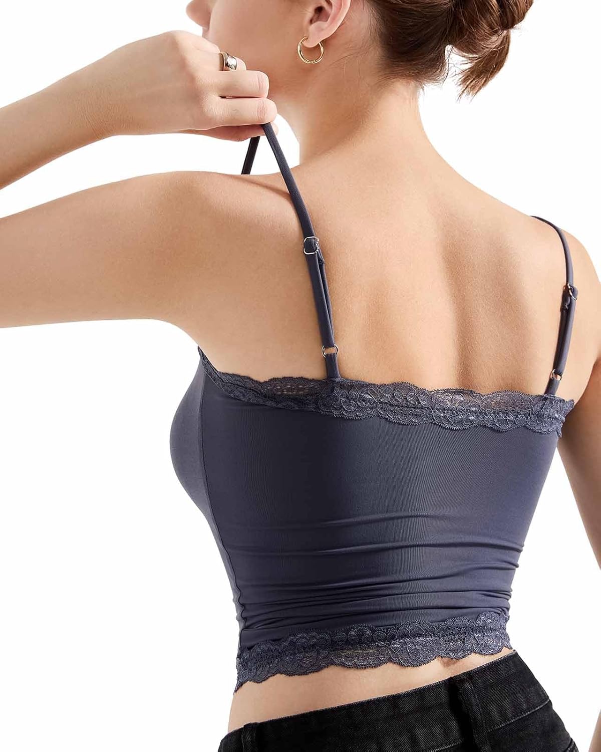 SUUKSESS Women Lace Double Lined Sexy Camisole Tops Spaghetti Strap Y2k Going Out Tank Tops (Ash, S) - Image 3