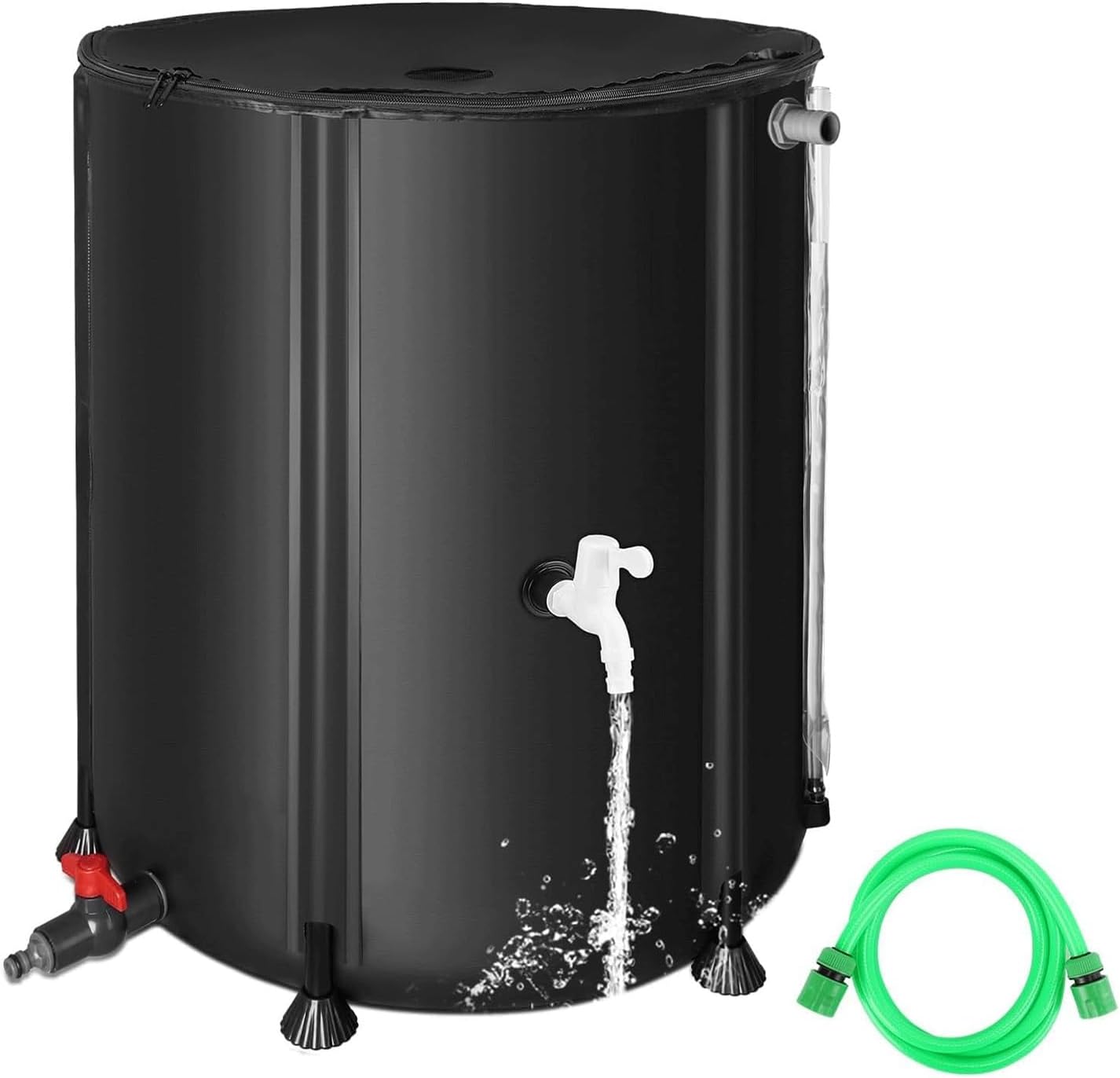 Foldable PVC Rain Barrels to Collect Rainwater from Gutter,Collapsible Rain Barrel,Portable Water Storage Tank Container with Hose Spigot, Water Catcher Collector Black(1000L)