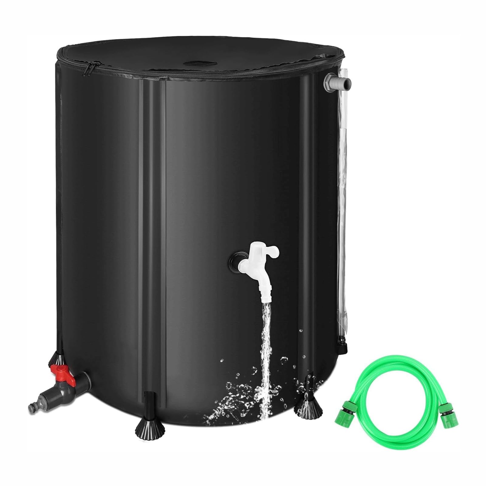 Barril de lluvia plegable de PVC para recoger el agua de lluvia del canalón, contenedor de almacenamiento de agua portátil plegable con espiga de manguera, colector de agua