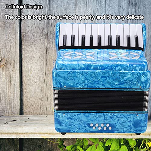 Bter Accordion, 22 Keys 8 Bass Exquisite Celluloid Piano Accordion Adjustable Straps, International Standard Professional Tuning Musical Instrument For Beginners Adults Stage Performance(Sky Blue) #TOP1