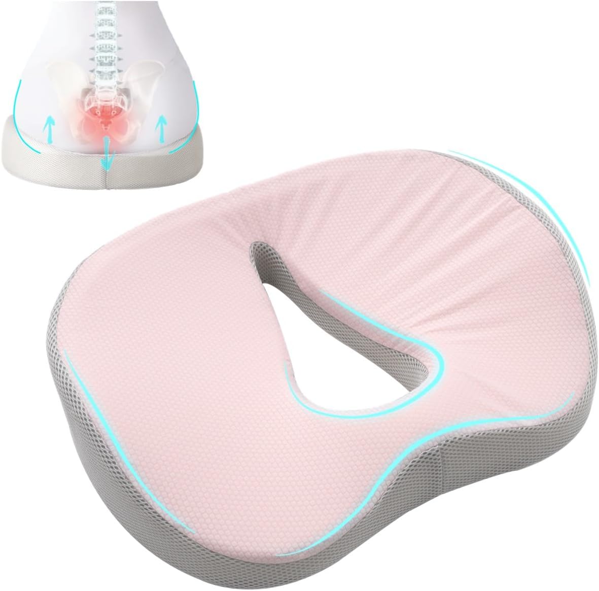 Plus Size XL Tailbone Pain Relief Cushion, Extra Large Seat Cushion for Tailbone Pain Relief, Ideal as Hemorrhoid Pillow & Donut Pillow for Tailbone Pain