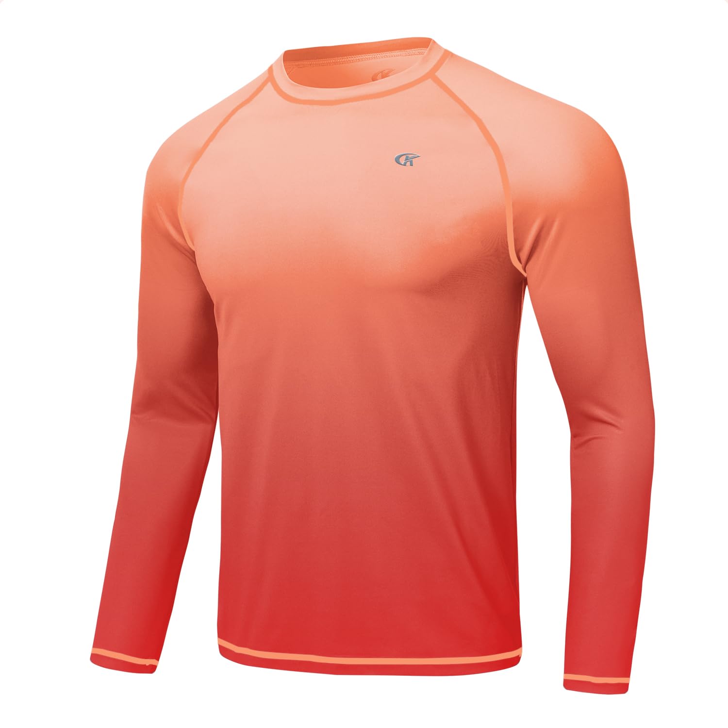 Huayuzh Rashguard UV Shirt Herren Langarmshirt Schwimm Tshirt Schnelltrocknend Atmungsaktiv Surfen Angeln Wandern Top