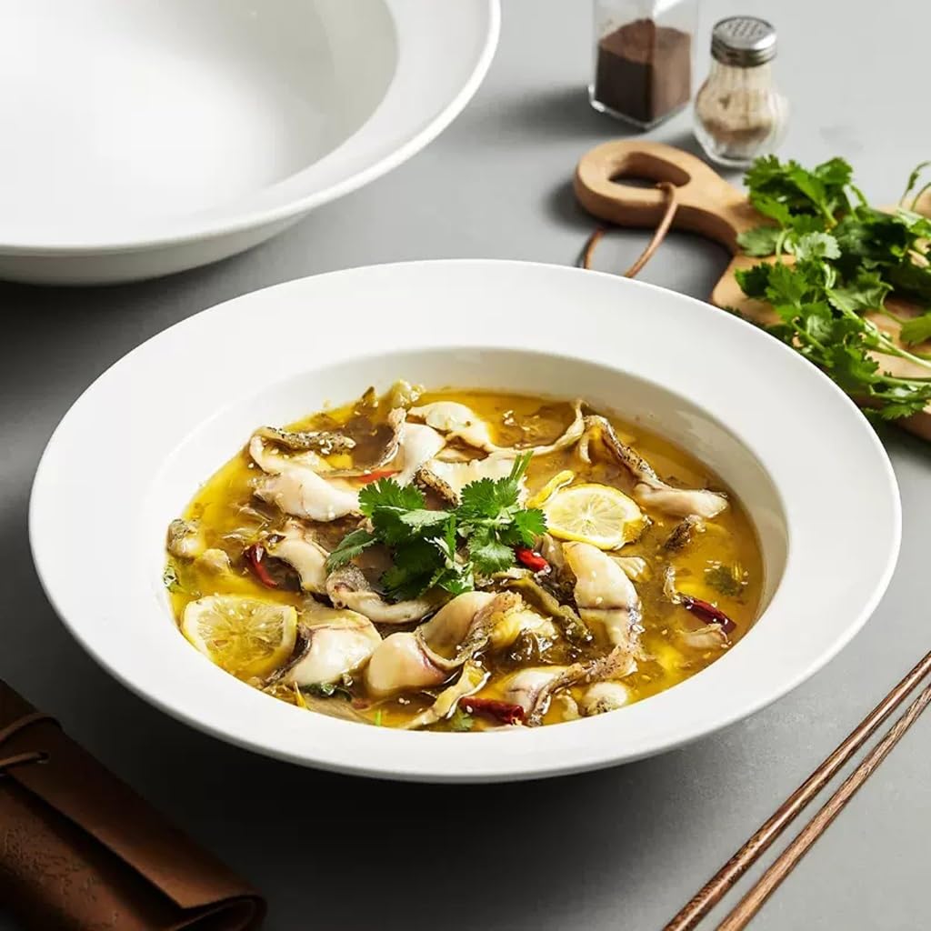 Ensaladera grande de cerámica, cuenco hondo para vajilla del hogar y hotel, perfecto para verduras, frutas, aperitivos y ramen. Ideal para servir y entretener.