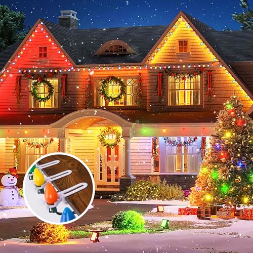 Ebaokuup CHRISTMAS LIGHT CLIPS Waterproof Gutter Light Hooks Of Outside String Lights C9,C7 And Mini Lights,All In One Roof Light Hangers For Christmas Gutters,Shingles,Fence,Roof thumb #3