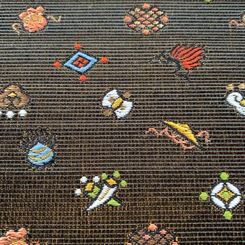 宝駒 茶 正絹織物御朱印帳 B6大判サイズ 馬 格子 宝尽くし 吉祥文 縁起柄 干支 午年 御朱印帳 絹織物 金襴織物 桐生織