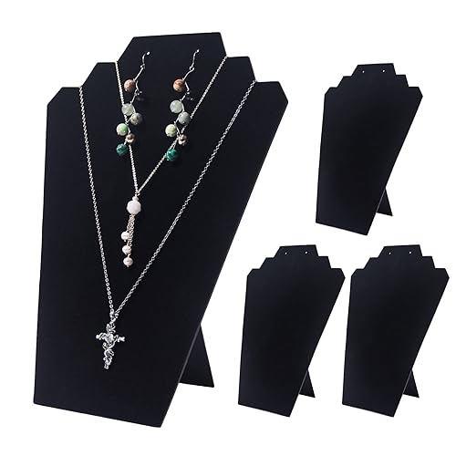 Coward 4Pcs/Set Black Necklace Earring Jewelry Set Display Stand, Foldable