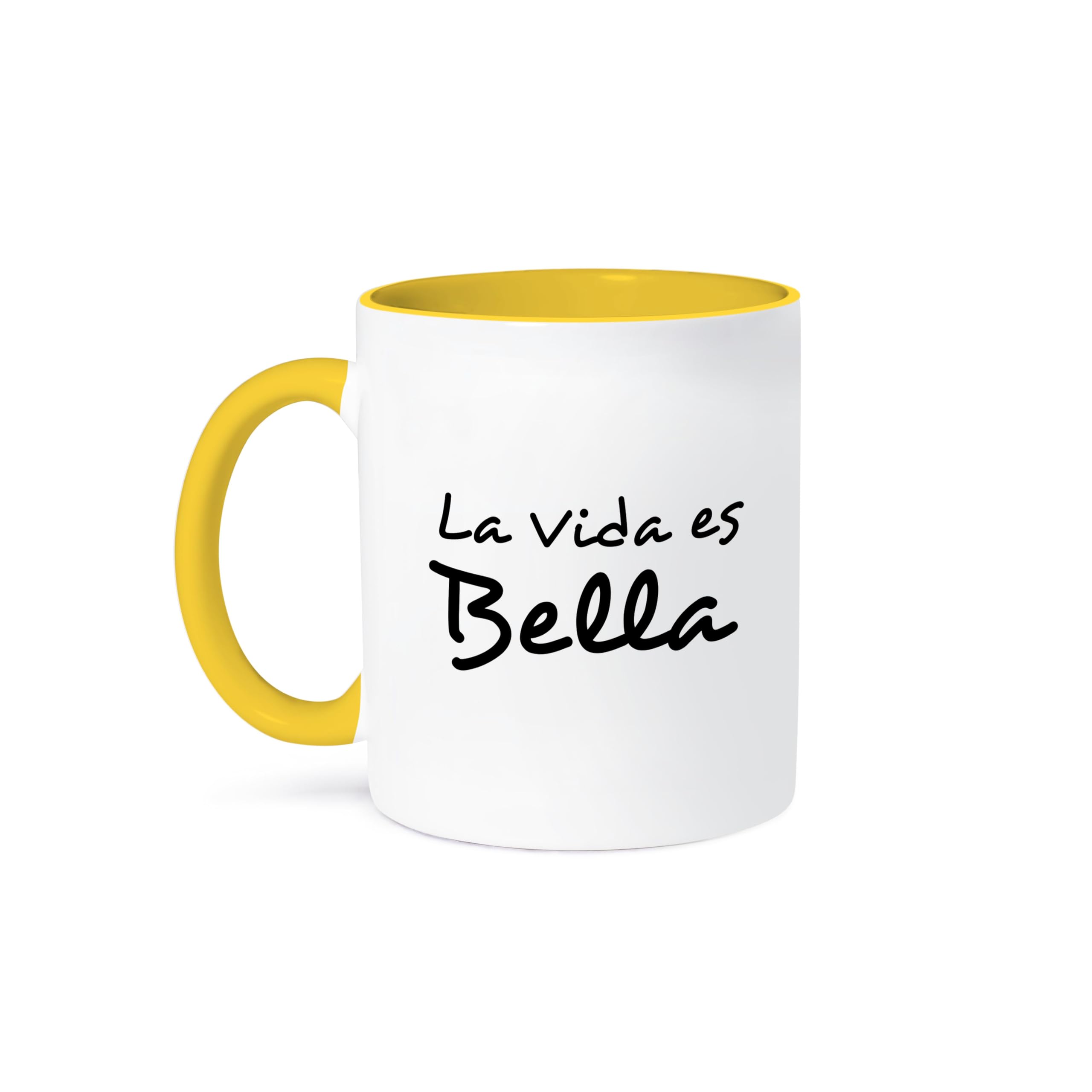 3dRose, 11oz Two-Tone Yellow Mug, Yellow/White