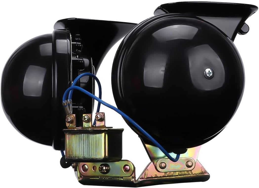 12v Dual Tone Black Spiral Car Horn 2pcs Electronic Motorcycle Truck Horns for Vehicles and Scooters