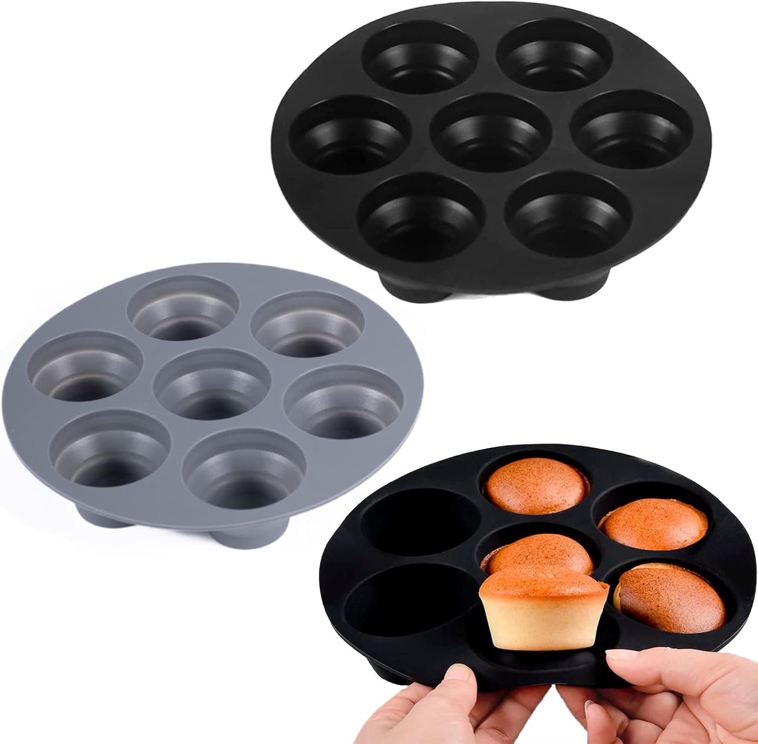 NPQ 2 Pcs Silicone Muffin Trays 7 Cup Silicone Cupcake Tray for Foods
