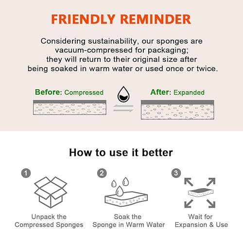 Miniatura 3 de AIDEA Esponja exfoliante antiarañazos, 6 unidades, esponjas naturales para utensilios de cocina antiadherentes, esponjas de celulosa para platos,
