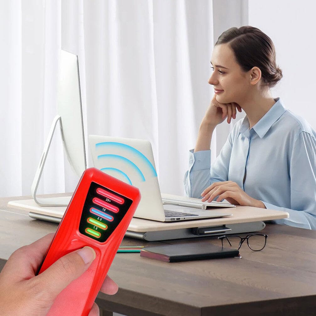 OUNONA Meter Electric Detector Portable Handheld Ghost Hunting Paranormal Equipment Magnetic Field Tester Red