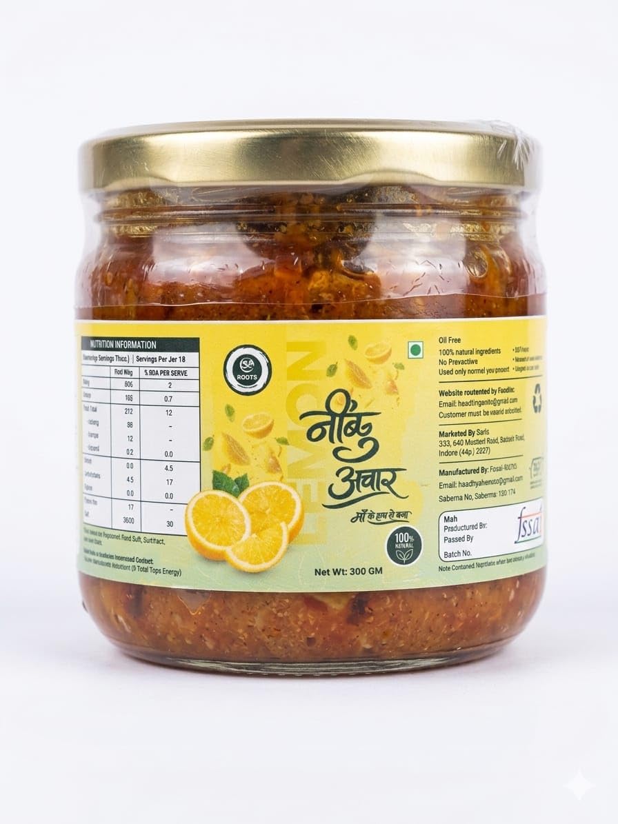 Roots Sweet & Sour Lemon Pickle - Nimbu ka Achar (300g) | Oil Free | Homestyle Khatta Meetha Nimbu Pickles | No Added Preservatives, Artificial Colours & Flavours | Traditional Recipe-image-25